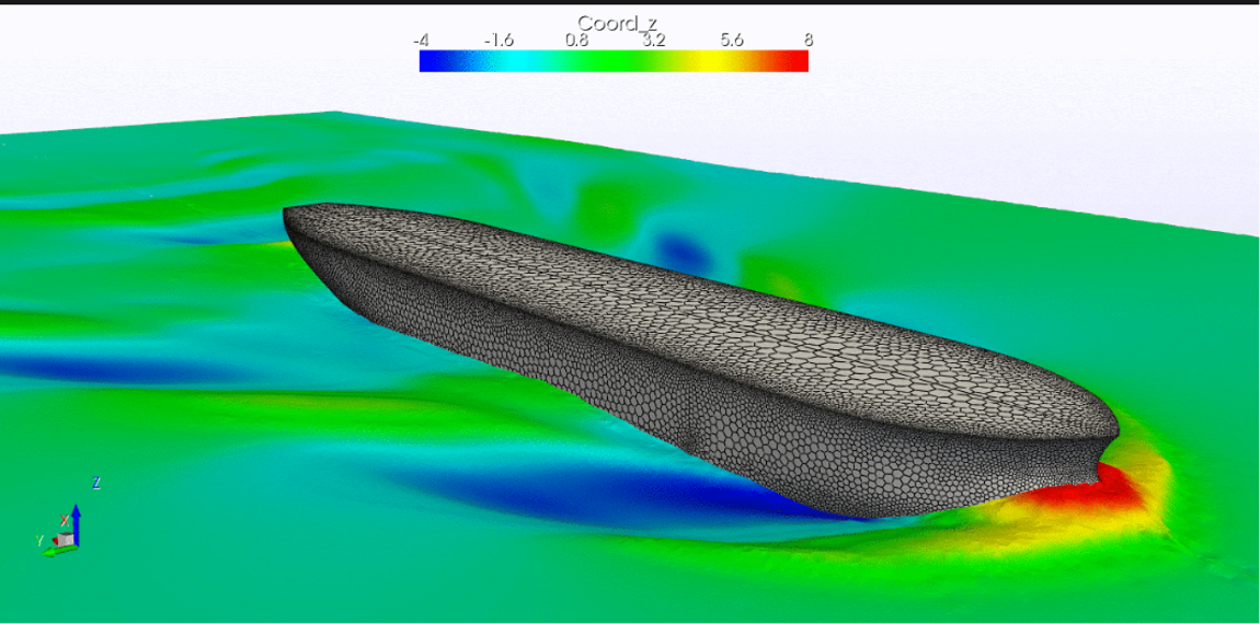 Marine simulation result using polyhedral meshing